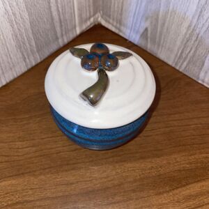 Vintage RACKLIFFE Pottery Blue Hill Maine Blueberry Jelly Dish And Lid